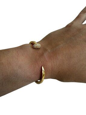 Giles & Brother Skinny Railroad Spike Pavé Gold Cuff Bracelet